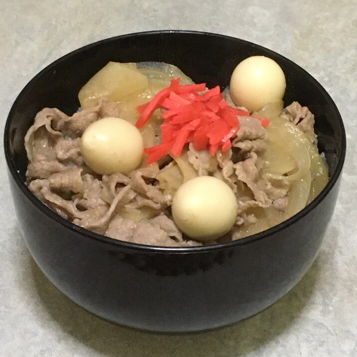 かんぴょう＆うずらのたまごde牛丼♪